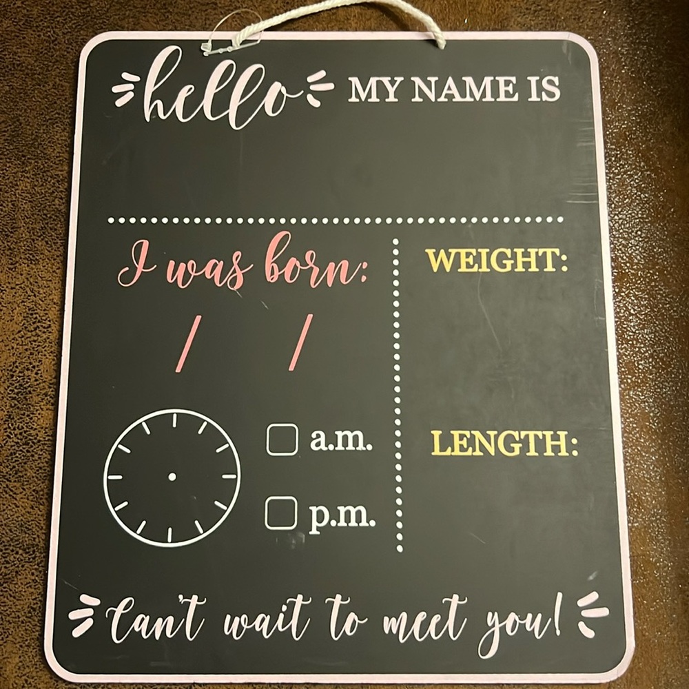 Birth and Age Reveal Chalkboard 12”x10”